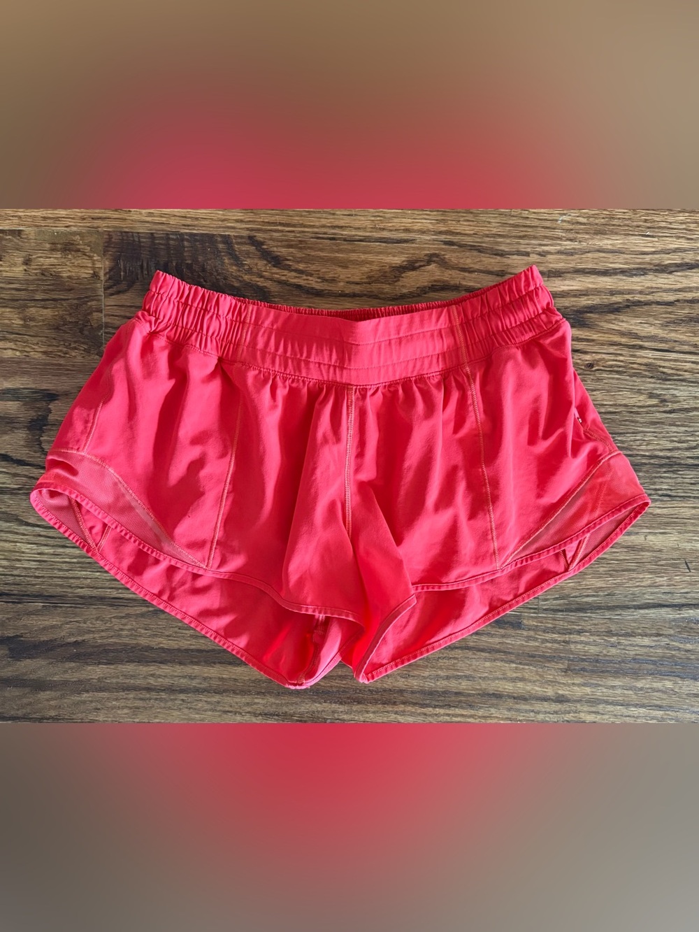 Lululemon Hotty Hot Shorts, lined, 2.5", size 8, burnt dark orange coral